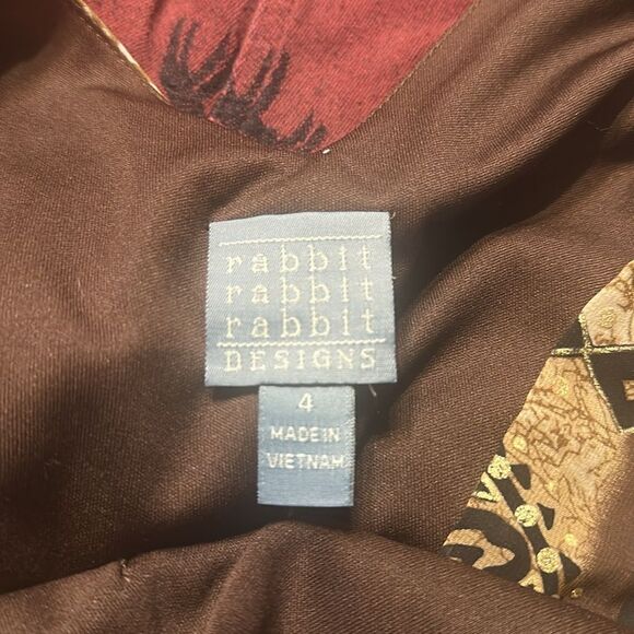 Rabbit Rabbit Rabbit Brown and Cream Geometric Midi Dress 4 (5165) - Picture 3 of 6